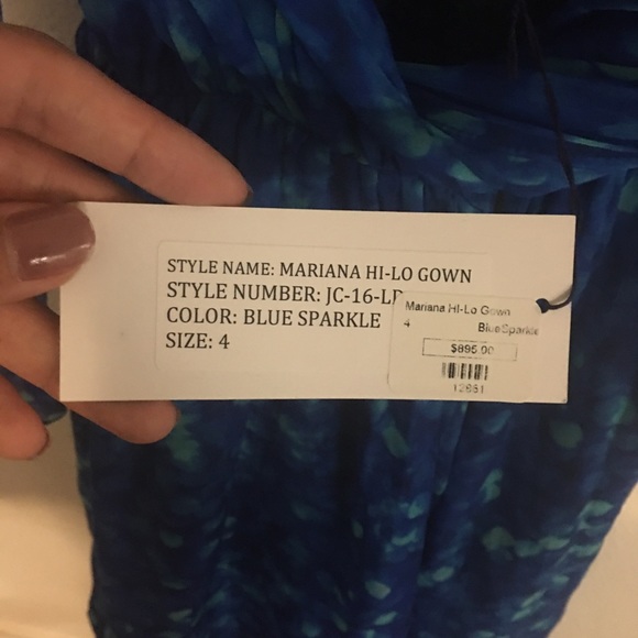 NWT joy Cioci Mariana hi-low blue sparkle gown sz4 - Picture 11 of 12